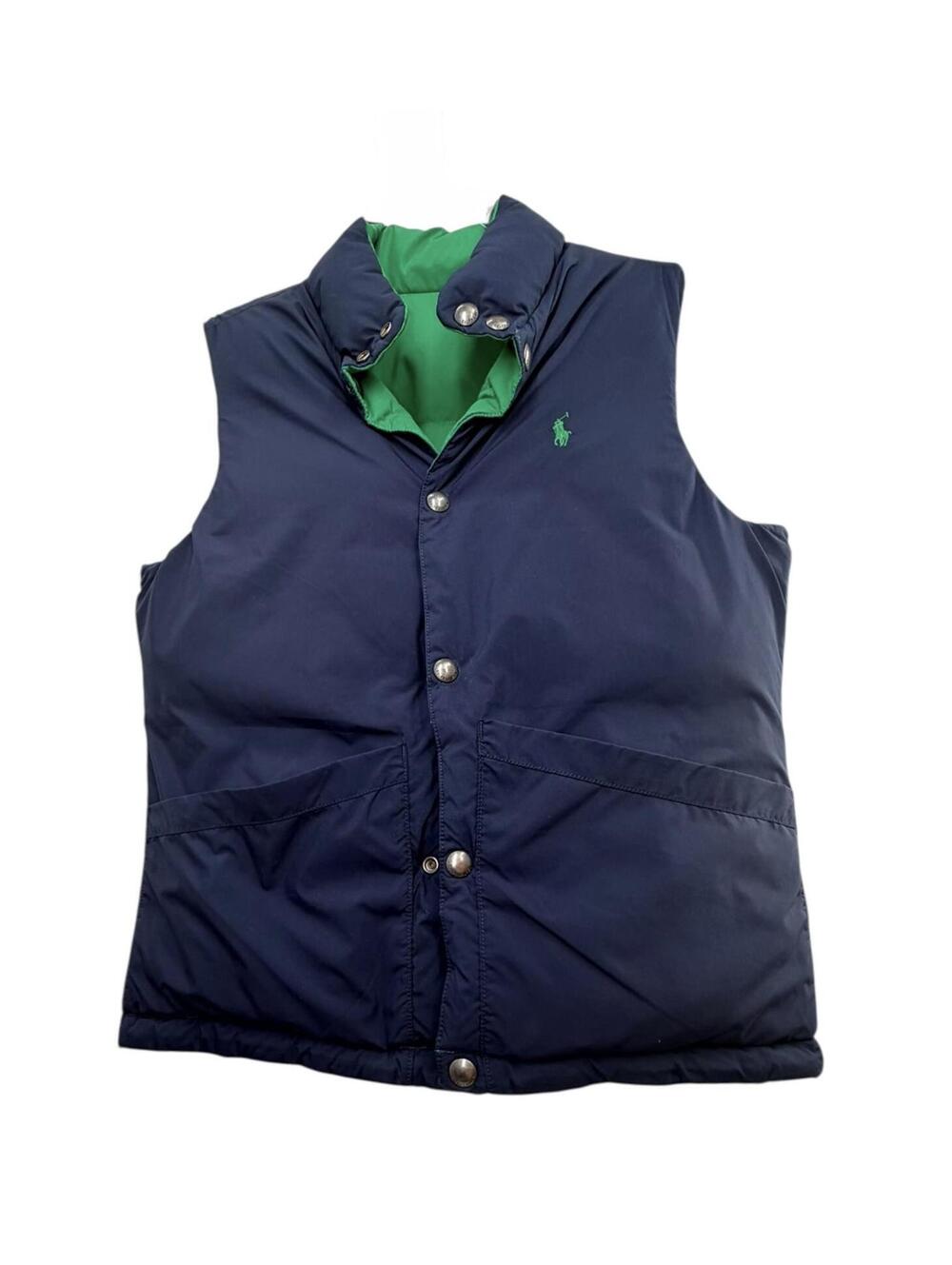 Polo Reversible Puffer Vest Navy Green Sz M;10-12